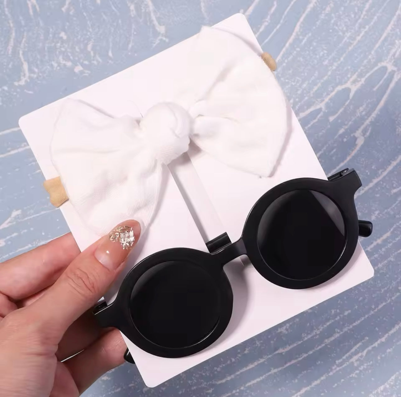 New 2Pcs/Pack Vintage Kids Bows Headband Round Sunglasses Children Sun Glasses Protection Glasses Baby Hair Kids Accessories UK