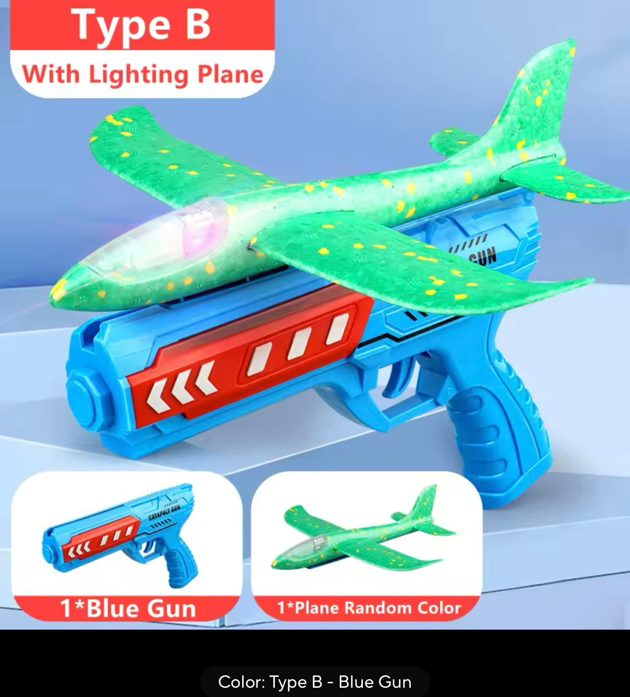 Kids Airplane Launcher Toys 12.2'' LED Foam Glider Catapult Gun Plane Toy for Boys Outdoor Flying Toys Birthday Gifts for Boys Kids Toys