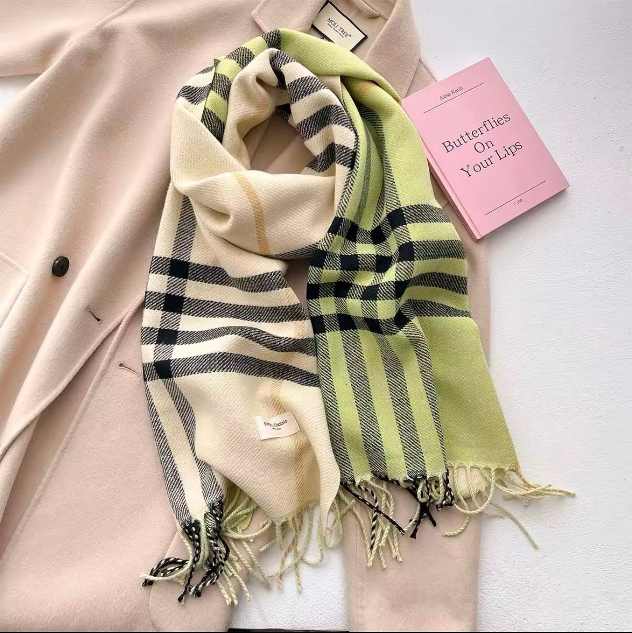 New Women Checked Pattern Cashmere Touch Scarf - Warm Fringe Pashmina Male Shawl Bufanda UK