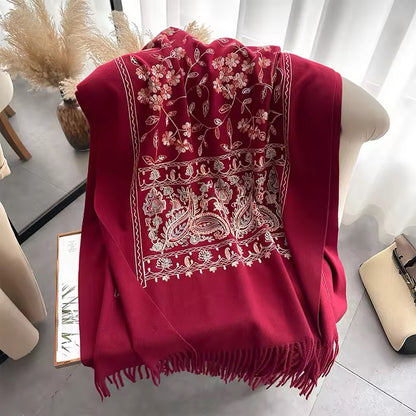 New Women Embroidered Scarf Elegant and Versatile for Women Floral Long Scarves Echarpe Shawl Large Wrap UK