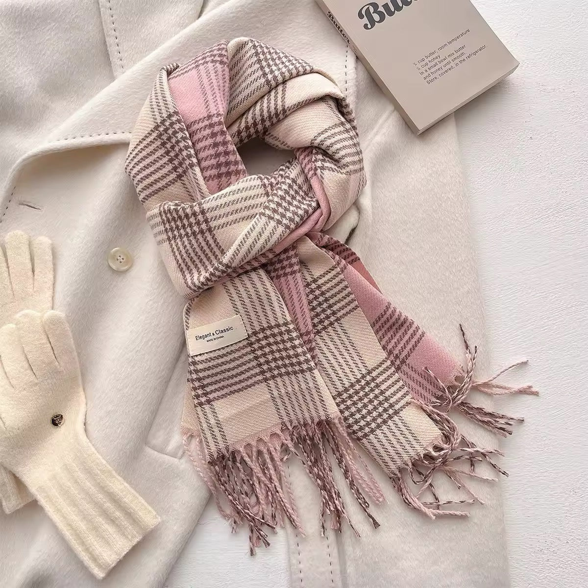 New Women Checked Pattern Cashmere Touch Scarf - Warm Fringe Pashmina Male Shawl Bufanda UK