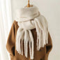 New Women Woollen Cashmere Touch Scarf for Women - Warm Fringe Pashmina Shawl Bufanda UK