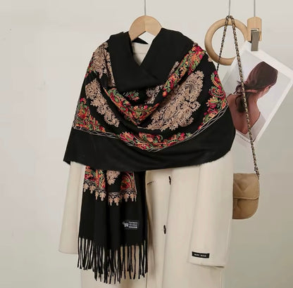 New Women Embroidered Scarf Elegant and Versatile for Women Floral Long Scarves Echarpe Shawl Large Wrap UK