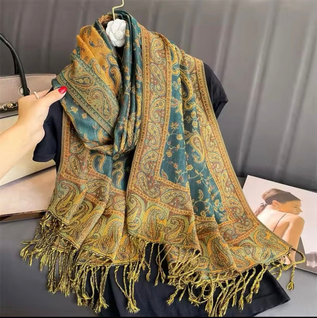 New Luxury Women Classic Pashmina  Cashmere Touch Bohemia Scarf - Warm Fringe Pashmina Shawl Bufanda UK