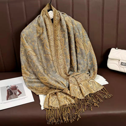 New Luxury Women Classic Pashmina  Cashmere Touch Bohemia Scarf - Warm Fringe Pashmina Shawl Bufanda UK