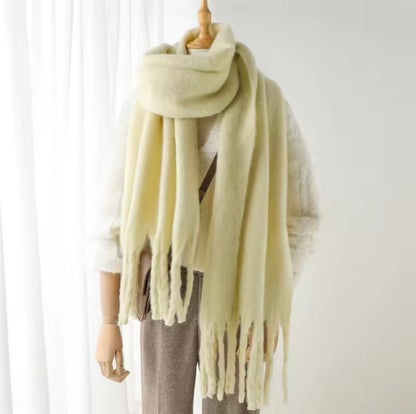 New Women Woollen Cashmere Touch Scarf for Women - Warm Fringe Pashmina Shawl Bufanda UK