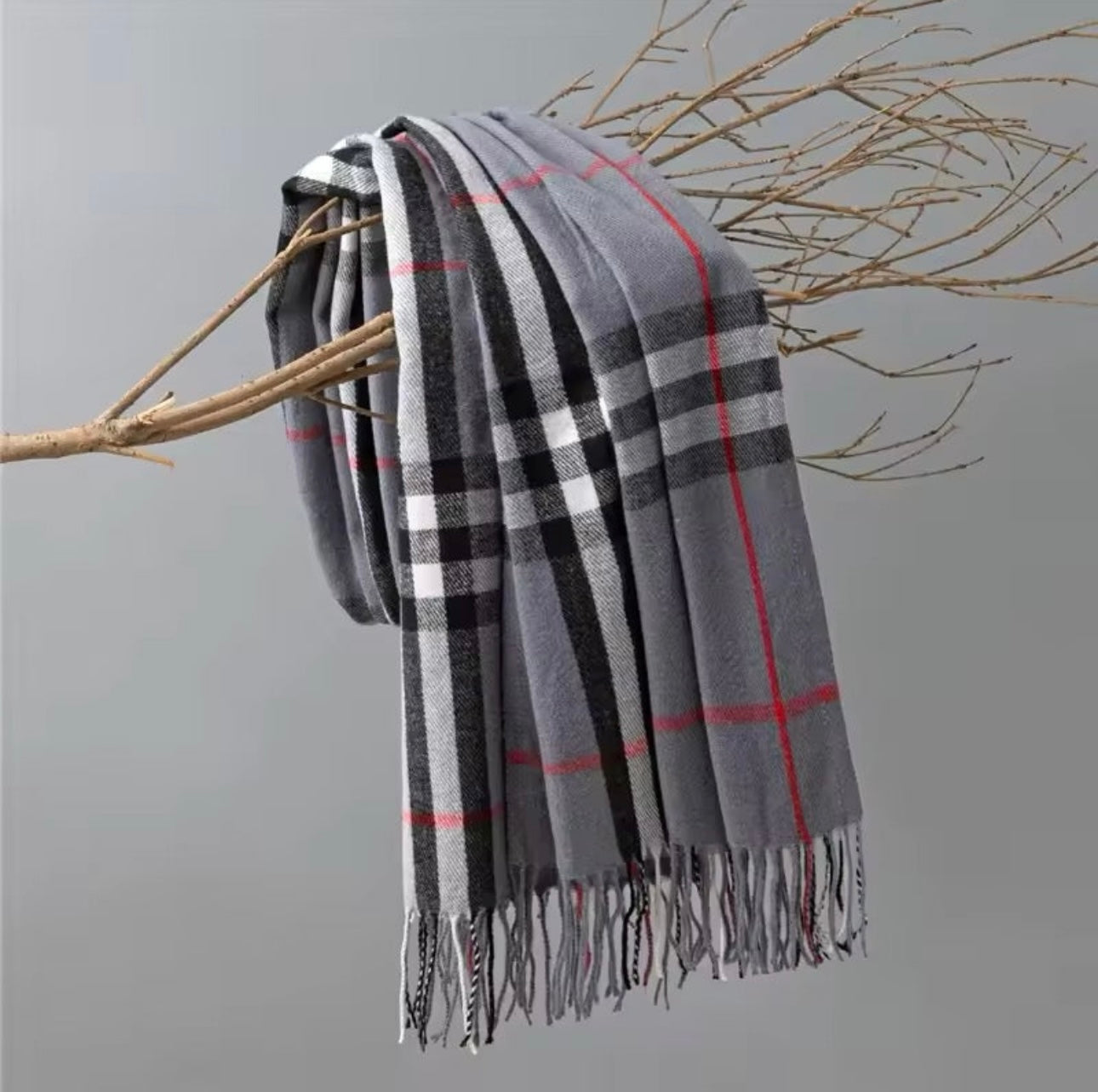 New Women Checked Pattern Cashmere Touch Scarf - Warm Fringe Pashmina Shawl Bufanda UK