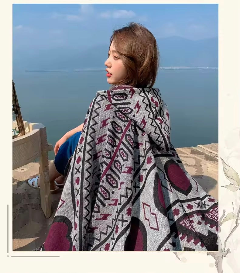 New cashmere pashmina wool scarf split thickened autumn and winter shawl Women cape UK