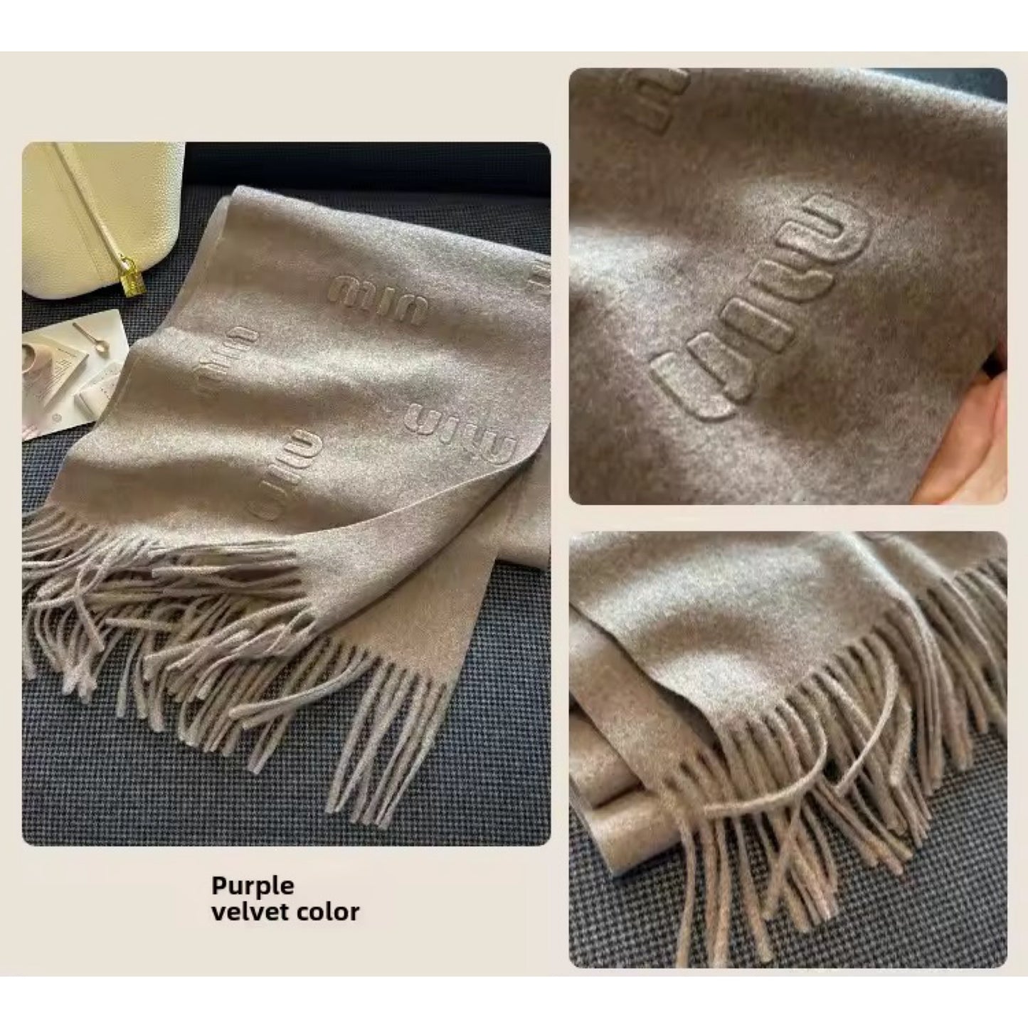 Fashion Design Blend Wool Scarf Women Embossed Simple Warm Muffler Female New Type Imitation Cashmere Thick Fringed Shawl Ladies Women Woollen