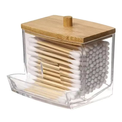 1 Piece Acrylic Storage Box Cotton Swab Makeup Box Transparent Cotton Swab Storage Box Makeup Storage Box Bathroom Bedroom Home Refined Restroom