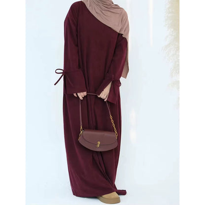 New Spring Sweet Bow-knot Dubai Abaya Luxury Corduroy Arabic Muslim Women Modest Clothing Islam Party Kaftan Fashion Turkey Robe Women Abaya