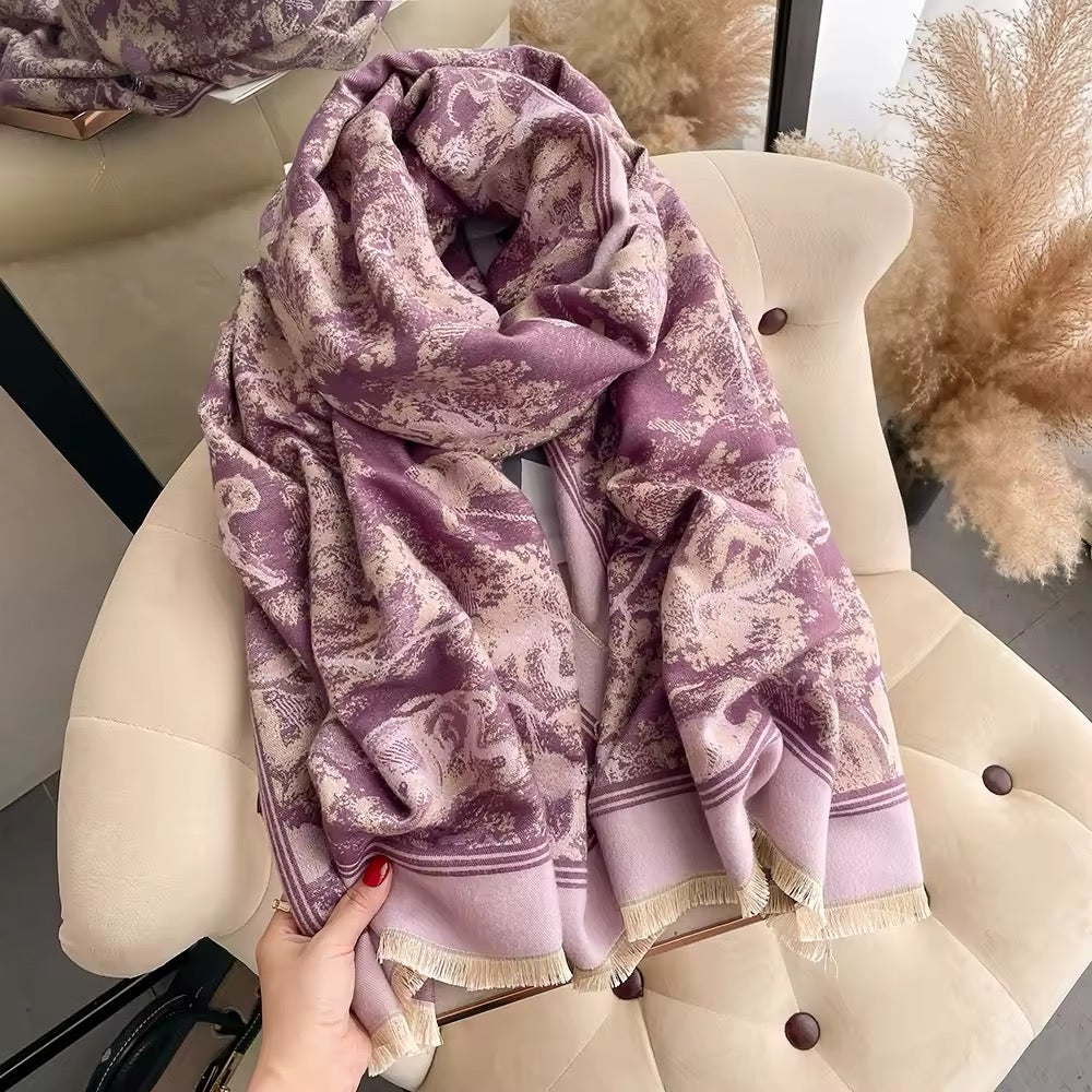 New Scarf Thickened Animal Forest & Women Floral Print Warm Cashmere Double Sided Scarves Luxury Pashmina Viscose Wool Fashion Shawl Women Allure UK