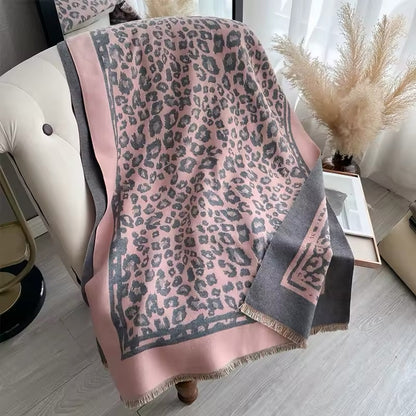 New Scarf Leopard Print Cheetah Scarf Thickened Animal Print Warm Cashmere Double Sided Scarves Luxury Pashmina Viscose Wool Fashion Shawl Women Allure UK