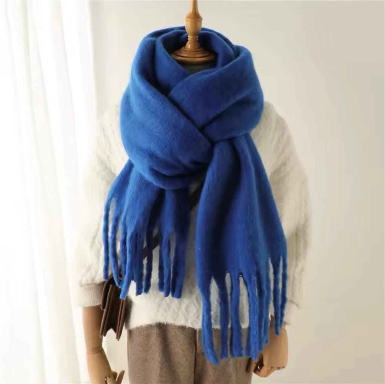 New Women Woollen Cashmere Touch Scarf for Women - Warm Fringe Pashmina Shawl Bufanda UK