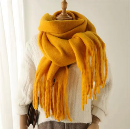 New Women Woollen Cashmere Touch Scarf for Women - Warm Fringe Pashmina Shawl Bufanda UK