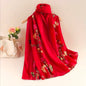 New Women Embroidered Scarf Elegant and Versatile for Women Embroidered Flower Long Summer Sunscreen Scarves Echarpe Shawl Large Wrap UK