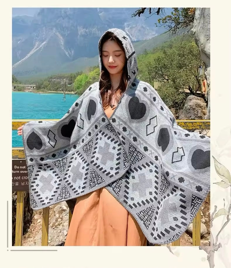 New cashmere pashmina wool scarf split thickened autumn and winter shawl Women cape UK