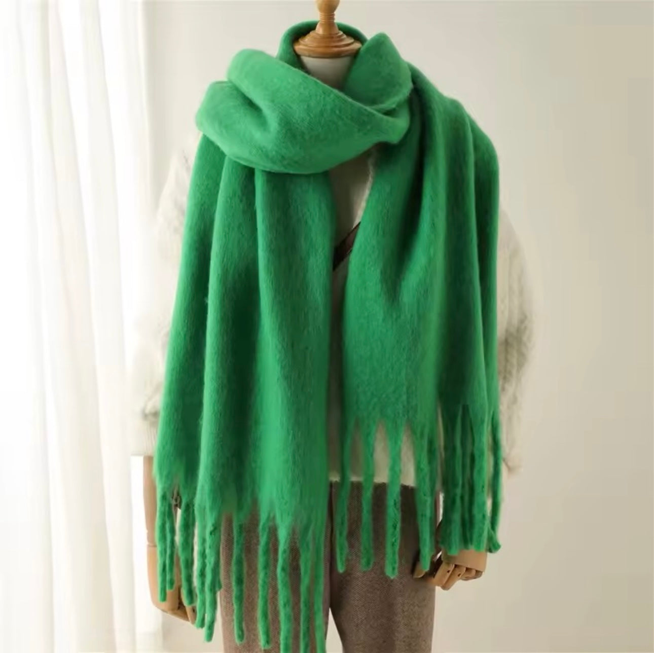 New Women Woollen Cashmere Touch Scarf for Women - Warm Fringe Pashmina Shawl Bufanda UK