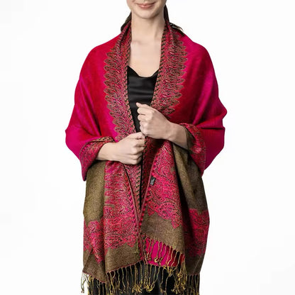 New Luxury Women Classic Pashmina Cashmere Touch Bohemia Scarf - Warm Fringe Pashmina Shawl Bufanda UK