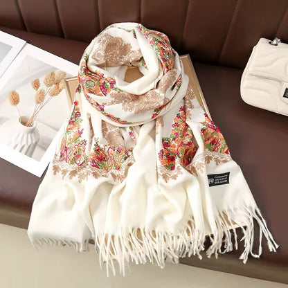 New Women Embroidered Scarf Elegant and Versatile for Women Floral Long Scarves Echarpe Shawl Large Wrap UK