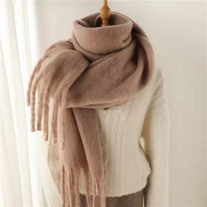 New Women Woollen Cashmere Touch Scarf for Women - Warm Fringe Pashmina Shawl Bufanda UK