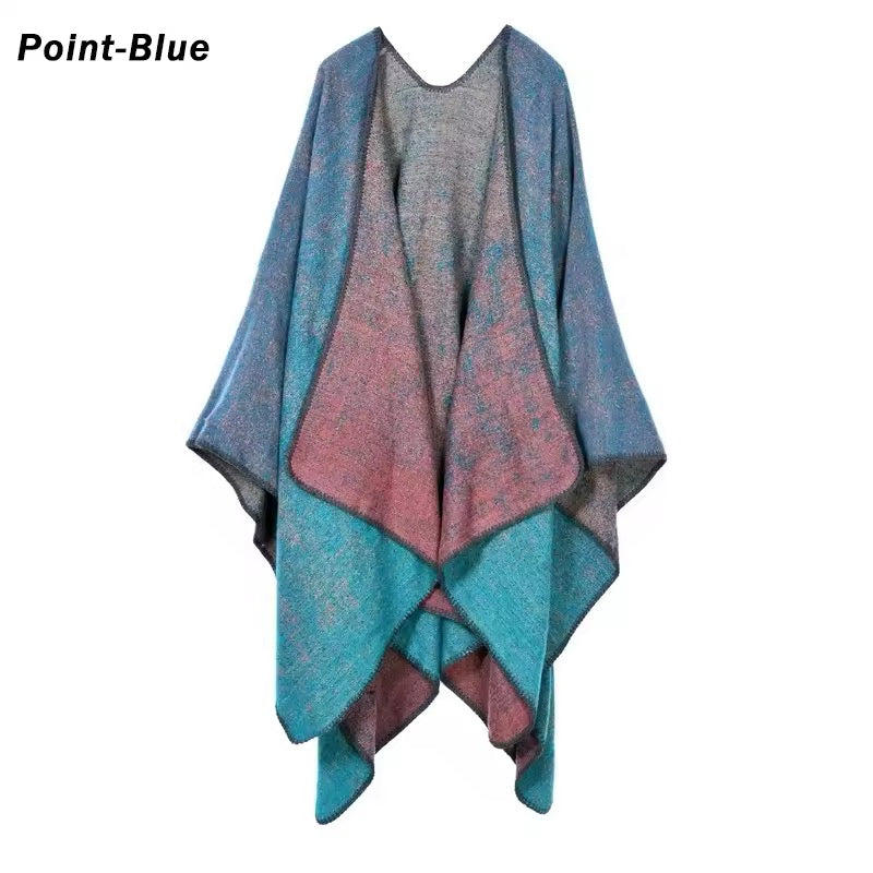 New cashmere pashmina wool scarf split thickened autumn and winter shawl Women cape UK