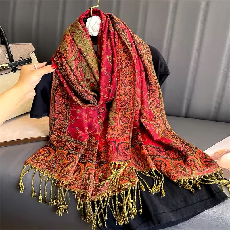 New Luxury Women Classic Pashmina  Cashmere Touch Bohemia Scarf - Warm Fringe Pashmina Shawl Bufanda UK