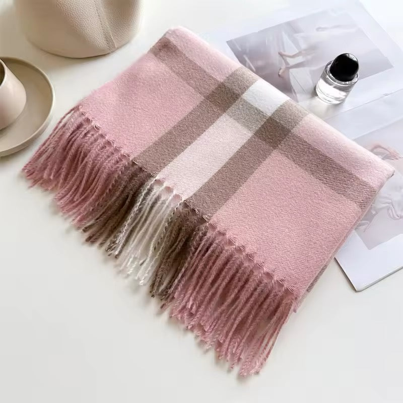 New Women Checked Pattern Cashmere Touch Scarf - Warm Fringe Pashmina Shawl Bufanda UK