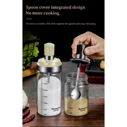 1pc Spice Jar Organizer Accessory Sugar Bowl Salt Shaker Seasoning Container Boxes With Spoons Storage Supplies Spice Boxes Kitchen Home