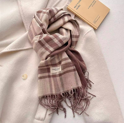 New Women Checked Pattern Cashmere Touch Scarf - Warm Fringe Pashmina Male Shawl Bufanda UK