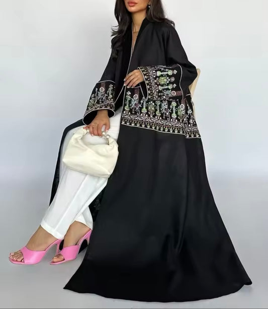 Eid Muslim Women Party Long abaya Jalabiya Embroidery Robe Ramadan Morocco Dubai Arab Kaftan Islam Modest Cardigan Vestidos Women Abaya