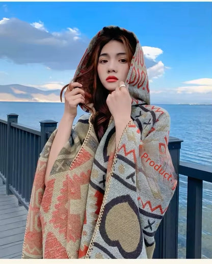 New cashmere pashmina wool scarf split thickened autumn and winter shawl Women cape UK