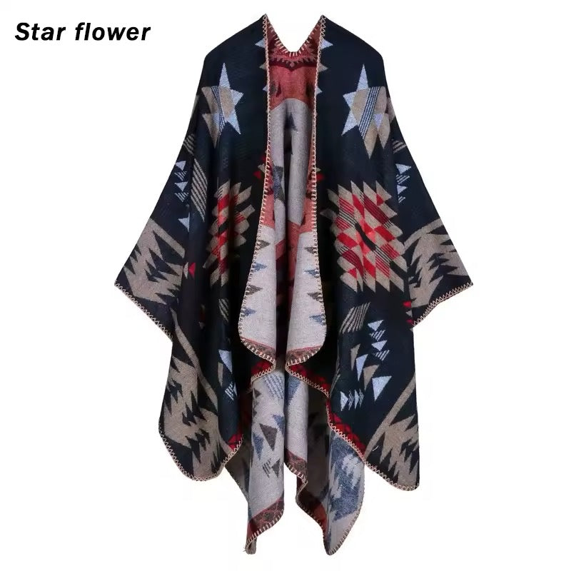 New cashmere pashmina wool scarf split thickened autumn and winter shawl Women cape UK