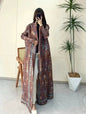 New Women Abaya Vintage Printed Design Lapel Long Sleeved Cardigan Loose Big Collar Tied Arabian Luxury Burqa  UK