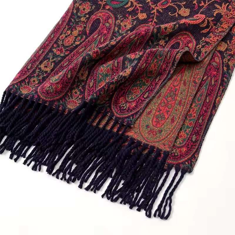 New Luxury Women Classic Design Double Sided Cashmere Touch Scarf - Warm Fringe Pashmina Shawl Bufanda UK