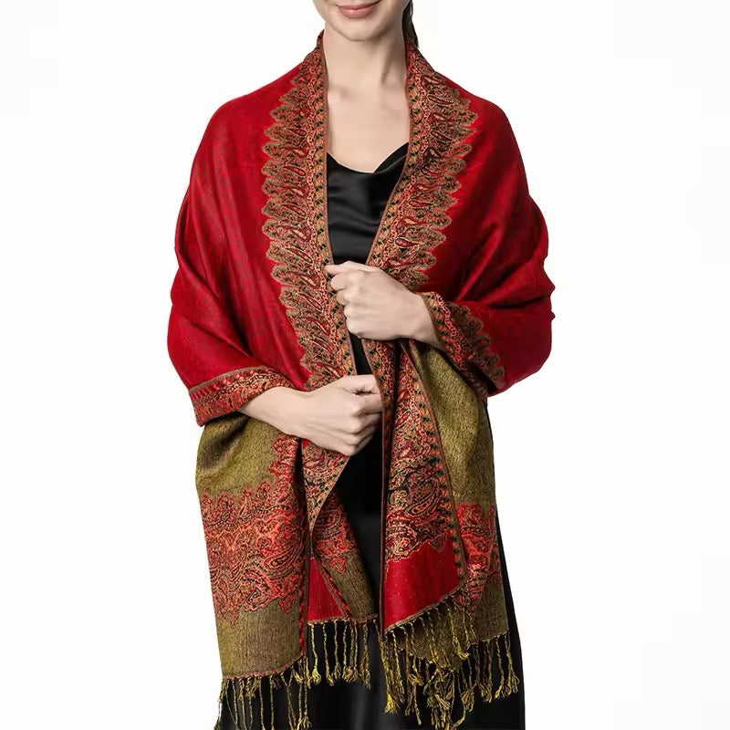 New Luxury Women Classic Pashmina Cashmere Touch Bohemia Scarf - Warm Fringe Pashmina Shawl Bufanda UK