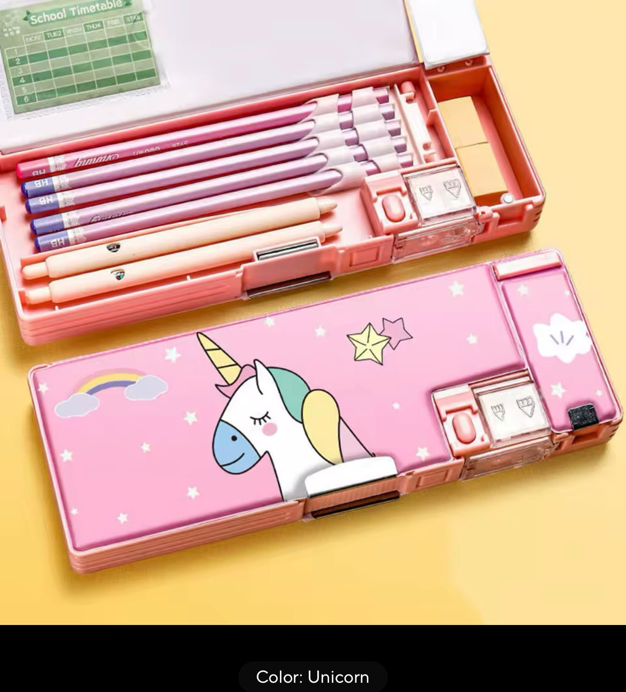 Plastic Stationery Organizer Box Unicorn Bear Astronaut Stationery Pencil Case School Gifts for Kids Accessories Teens Supplies