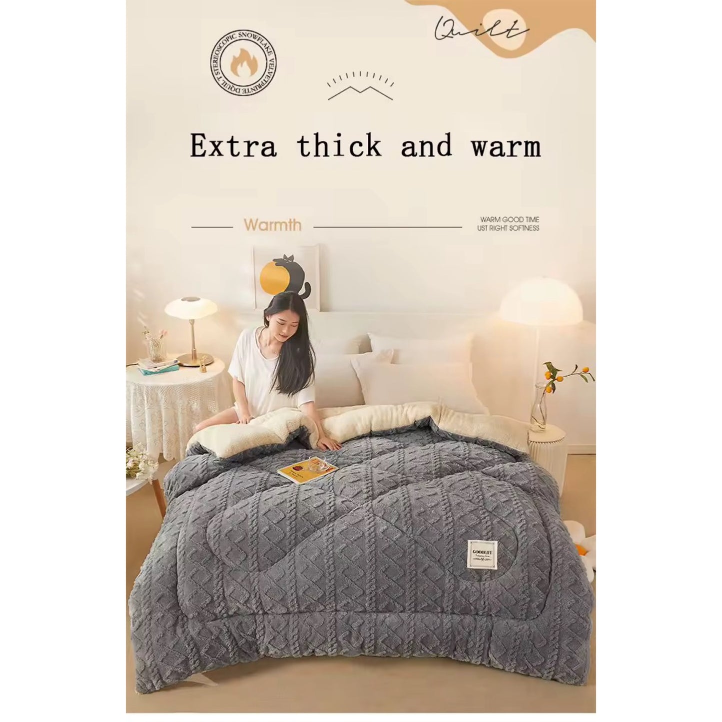 New Super Thick Winter Warm Blanket for Bed Artificial Lamb Cashmere Weighted Blankets Soft Comfortable Warmth Quilt Comforter Home Beddings