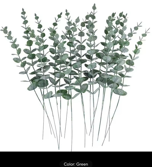 10pcs Artificial Plants Eucalyptus Leaves Green Leaf Branches for Home Garden Wedding Decoration Flowers Bouquet Centerpiece Home Decor