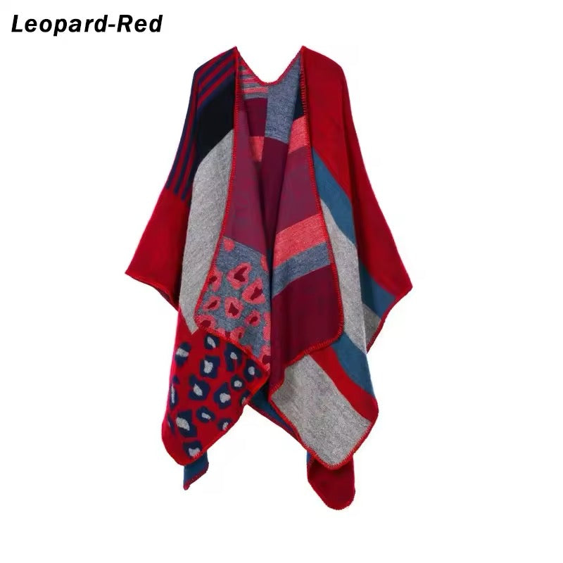 New cashmere pashmina wool scarf split thickened autumn and winter shawl Women cape UK