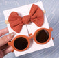 New 2Pcs/Pack Vintage Kids Bows Headband Round Sunglasses Children Sun Glasses Protection Glasses Baby Hair Kids Accessories UK