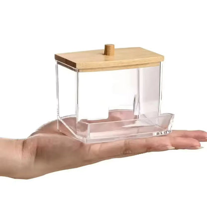 1 Piece Acrylic Storage Box Cotton Swab Makeup Box Transparent Cotton Swab Storage Box Makeup Storage Box Bathroom Bedroom Home Refined Restroom