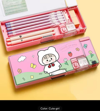 Plastic Stationery Organizer Box Unicorn Bear Astronaut Stationery Pencil Case School Gifts for Kids Accessories Teens Supplies