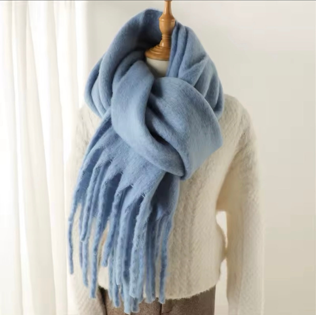 New Women Woollen Cashmere Touch Scarf for Women - Warm Fringe Pashmina Shawl Bufanda UK