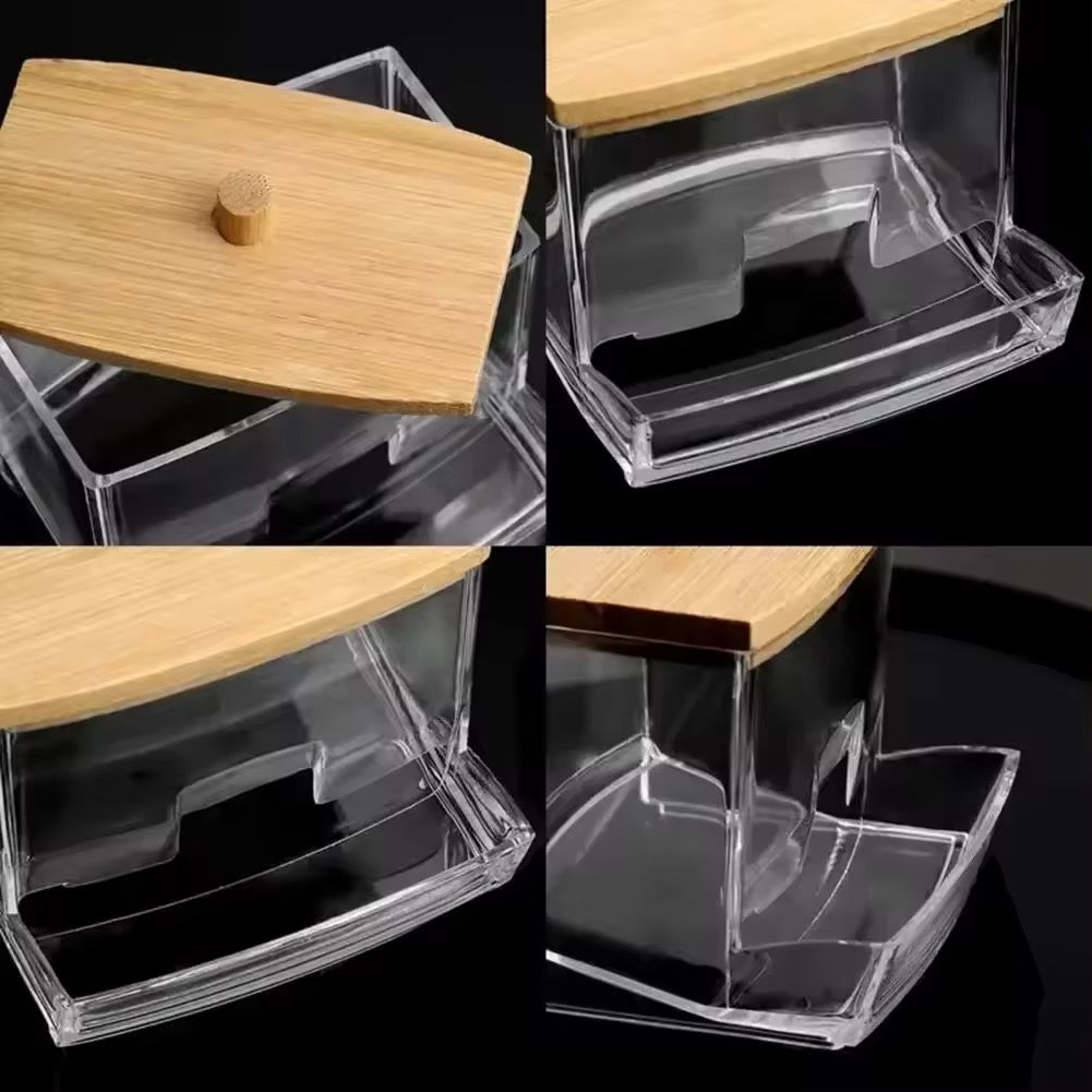 1 Piece Acrylic Storage Box Cotton Swab Makeup Box Transparent Cotton Swab Storage Box Makeup Storage Box Bathroom Bedroom Home Refined Restroom