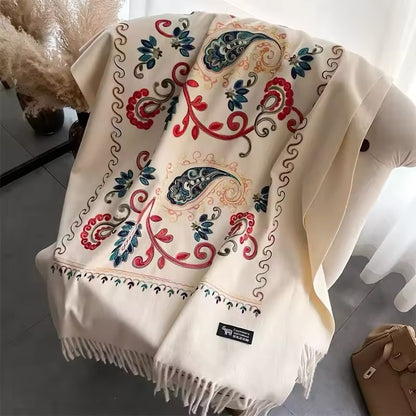 New Women Embroidered Scarf Elegant and Versatile for Women Floral Long Scarves Echarpe Shawl Large Wrap UK