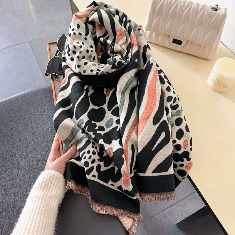 New Scarf Tiger and Leopard Print Scarf Thickened Animal Print Warm Cashmere Double Sided Scarves Luxury Pashmina Viscose Wool Fashion Shawl Women Allure UK