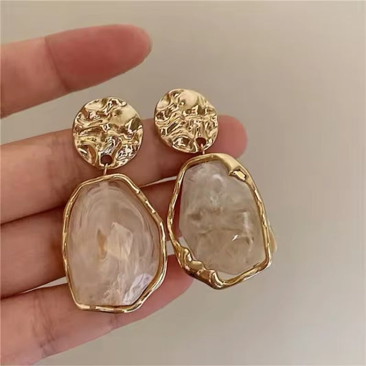 New Geometry Irregularity Resin Stud Earrings for Women Fashion Wedding Party Jewellery Accessory Gift Wholesale