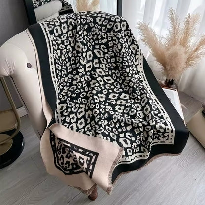 New Scarf Leopard Print Cheetah Scarf Thickened Animal Print Warm Cashmere Double Sided Scarves Luxury Pashmina Viscose Wool Fashion Shawl Women Allure UK