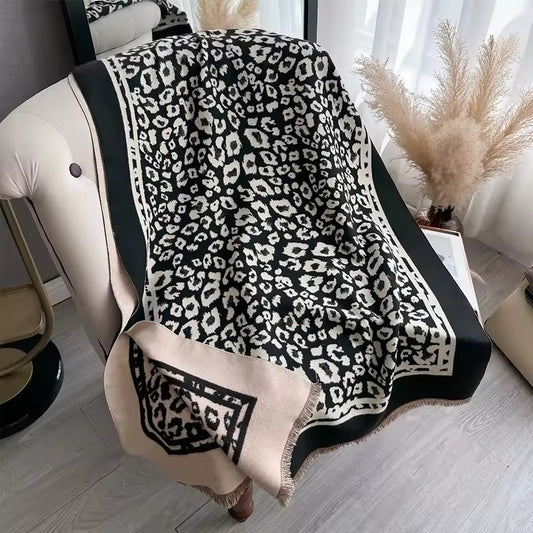 New Scarf Leopard Print Cheetah Scarf Thickened Animal Print Warm Cashmere Double Sided Scarves Luxury Pashmina Viscose Wool Fashion Shawl Women Allure UK